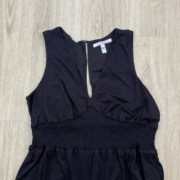 Anthropologie Hutch Jumpsuit Wide Leg Cropped Sleeveless Smocked Black Size XL - Picture 2 of 7